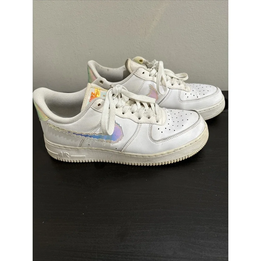Nike Air Force 1 Low Iridescent Pixel White Multicolor CV1699-100 Men's Size 9